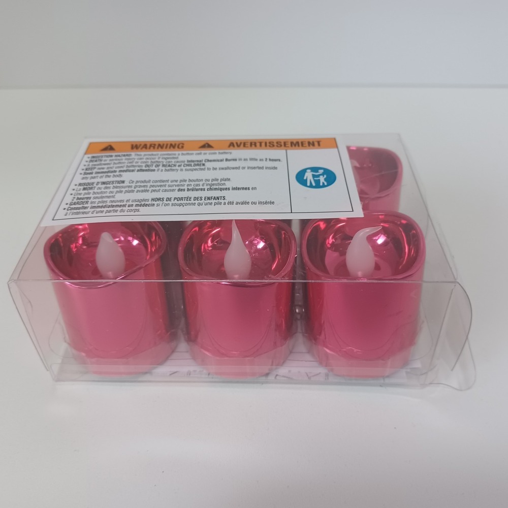 NEW Set of 6 LED Votive Warm White Lights Red Christmas‎ Party